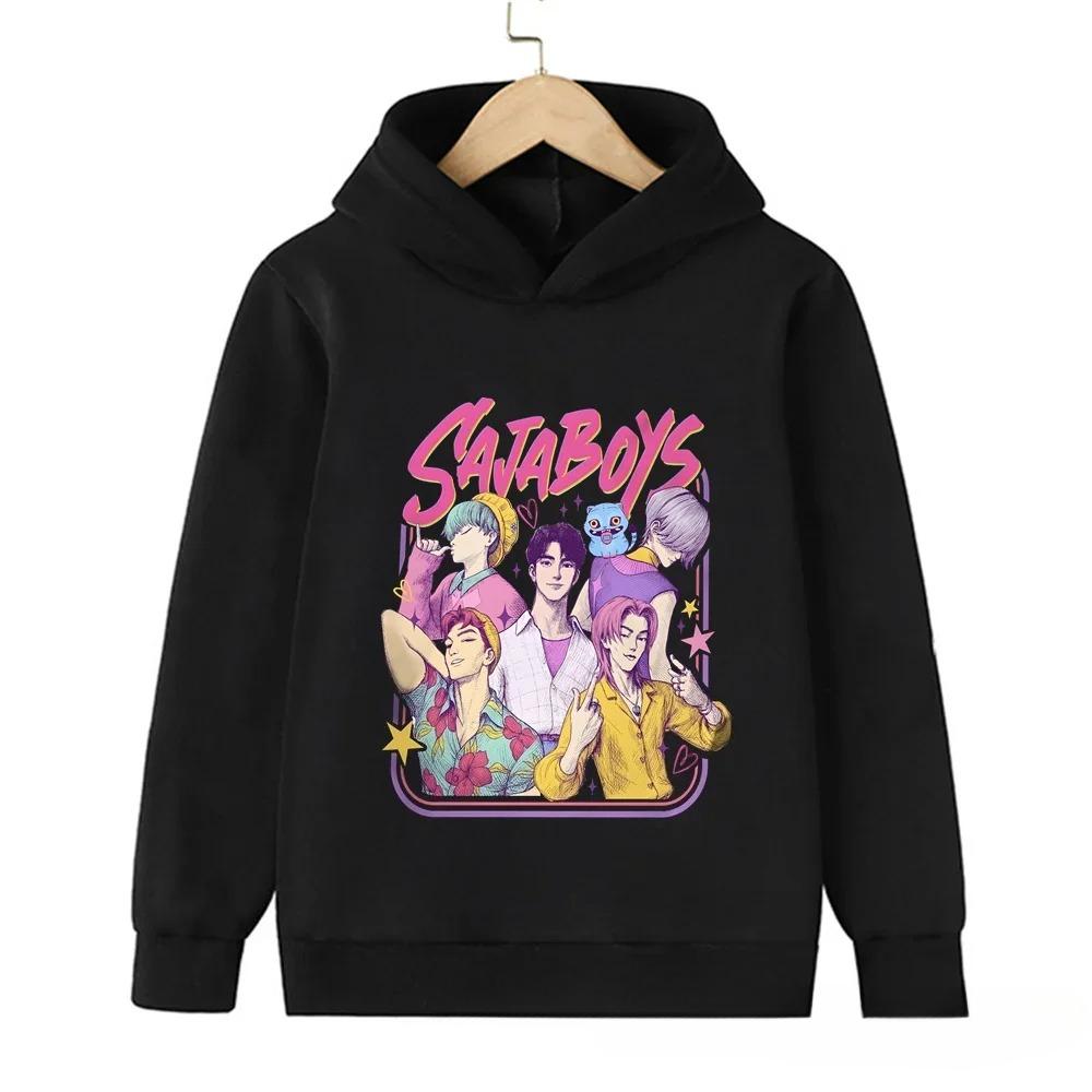 Soft Children Hoodie, Vertical Color Strip Anime Boys Portrait Print Pullover Sweatshirt, Autumn WinterCasualSport Long Sleeve Top For Kids Daily Wear