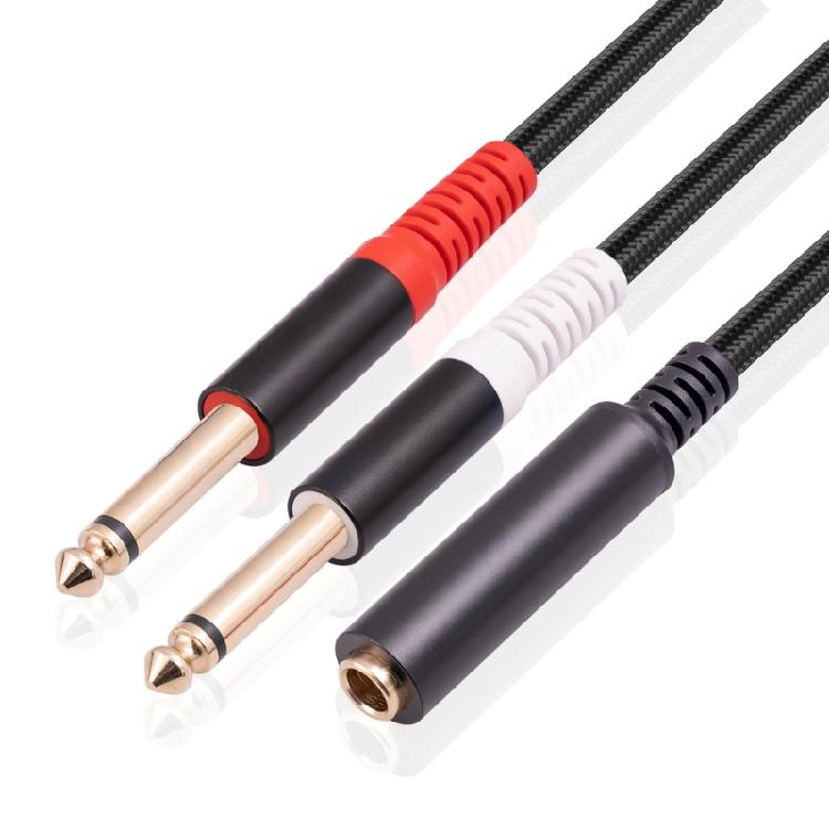 6.35mm To Dual 6.35mm Adapter Audio Cable Double 6.35mm 1/4" Stereo Adapter