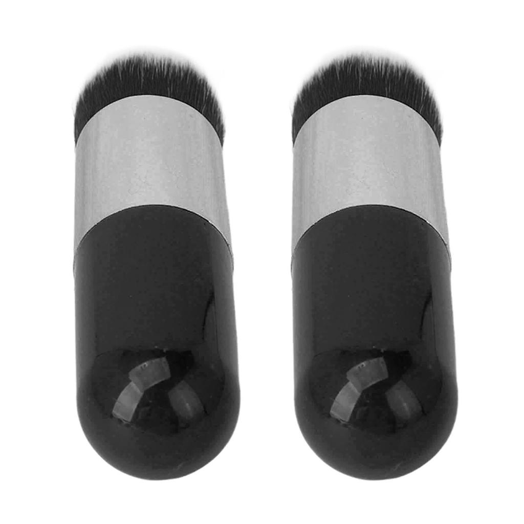 2Pcs Face Makeup Brush Soft Bristle Round Handle Chubby Makeup Brush for Blending Liquid Cream Powder Cosmetics