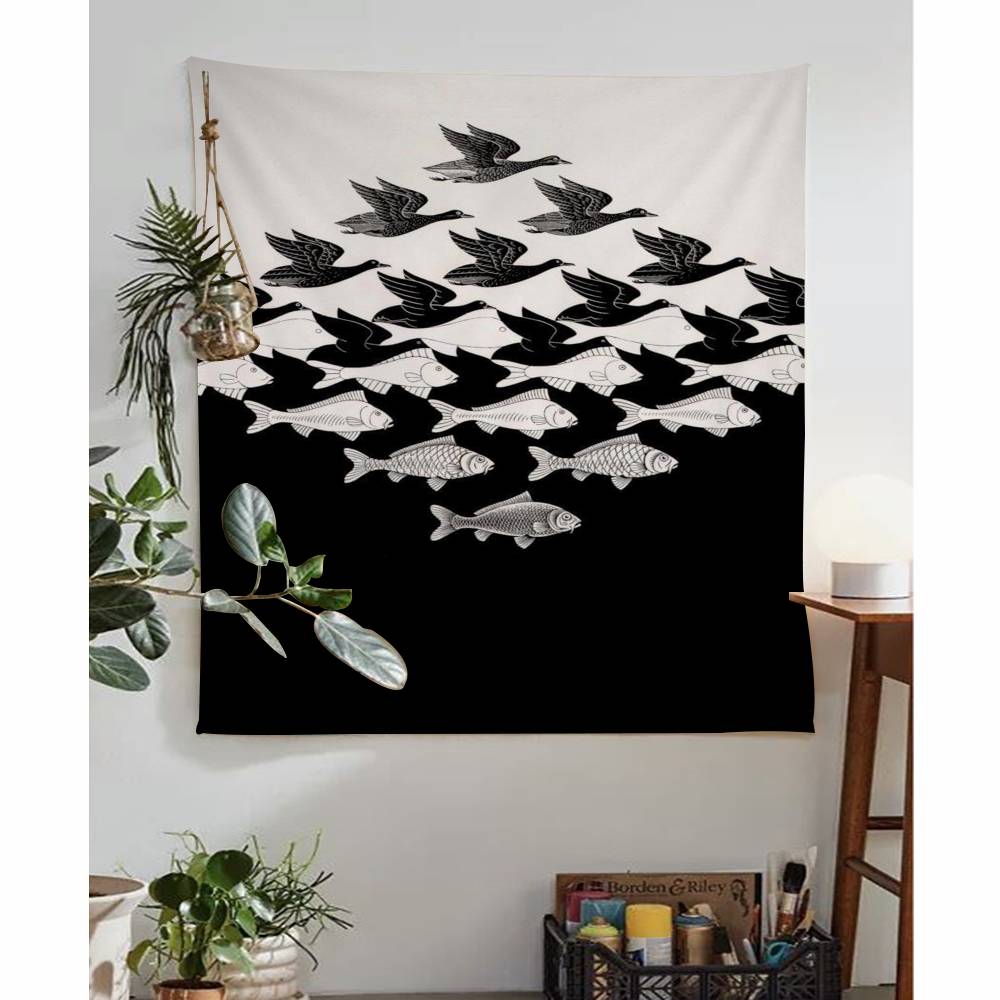 Japandi Art Print Flying Birds Hanging Bohemian Tapestry Bohemian Wall Tapestries Mandala Cheap Hippie Wall Hanging