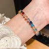 Copper Zircon Heart Open Bracelet For Women Fashion Jewelry Gift For Ladies