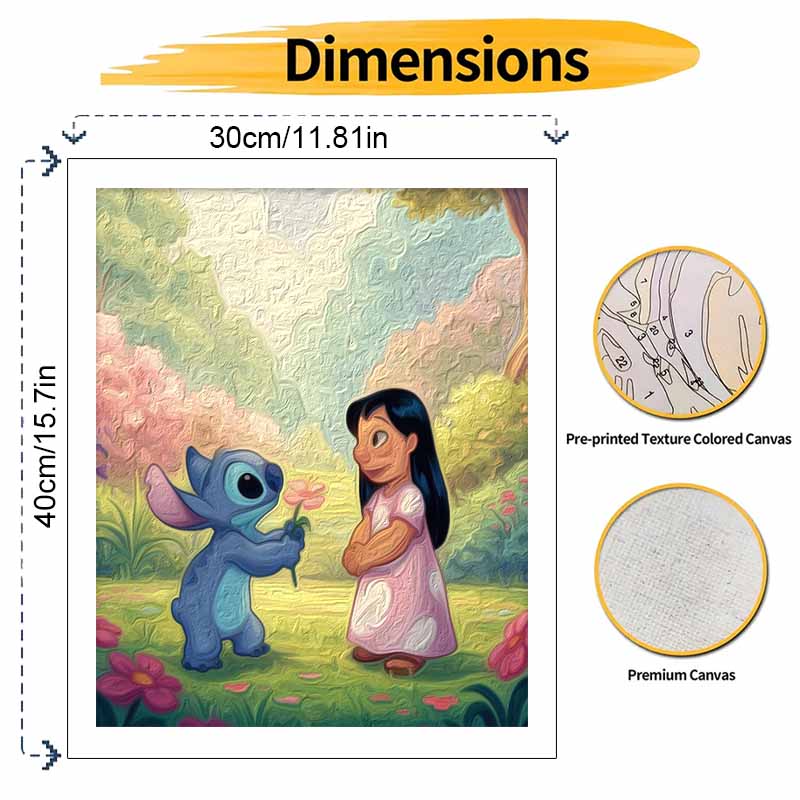 Disney Lilo & Stitch Flower Oil Paint Art Painting Kit Home Wall Decor Handmade Gift DIY Canvas Craft Modern Living Room Wall Art Set