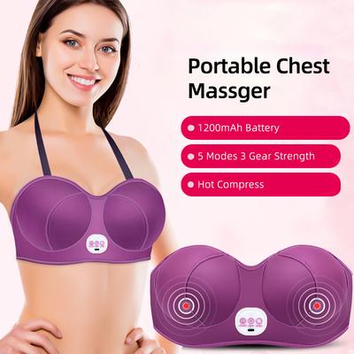 Breast Massage Bra Vibration Chest Massager Breast 5 Modes Hot Compress Chest Enhancement Instrument Relax Breast Meridians