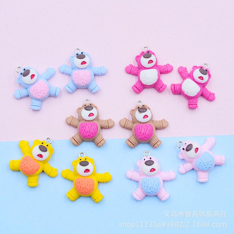 Two-Tone Little Bear Resin Charm Keychain/Earring Pendant for DIY Jewelry Accessories жёлтый