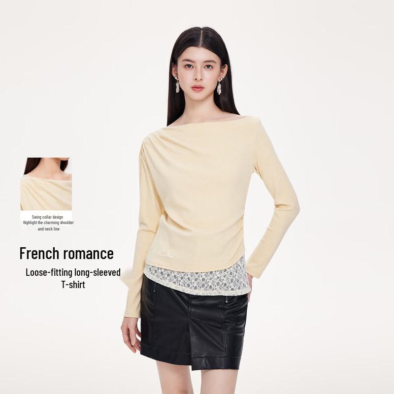 FivePlus Women s Slim-Fit Draped Neck Long-Sleeve T-Shirt M