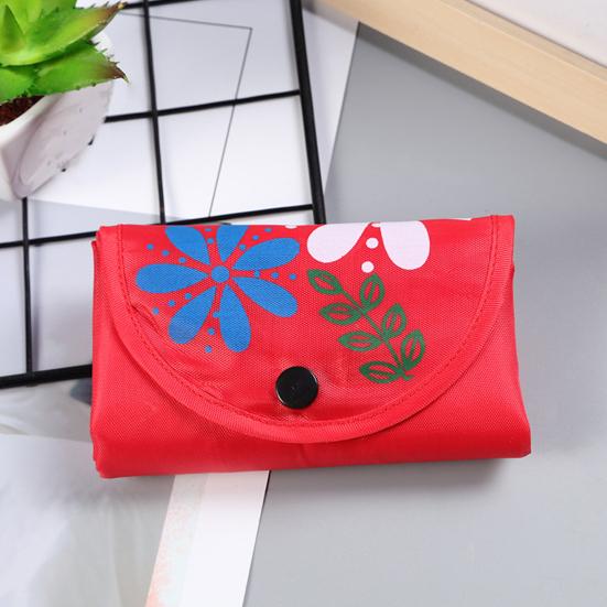 Folding Grocery Bag Reusable Large Capacity Shopping Bag Machine Washable Multi-purpose Flower Print Handbag Tote with Snap Button