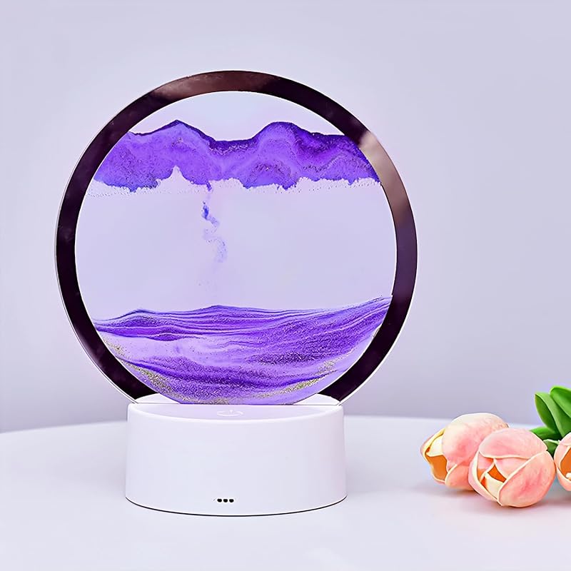 Dnil Moving Sand Art Lamp, 3D Moving Sand Art, Children's Desktop Art Toys, Quicksand Bedside Lamp, Creative Glass Sand Painting Colorful Night