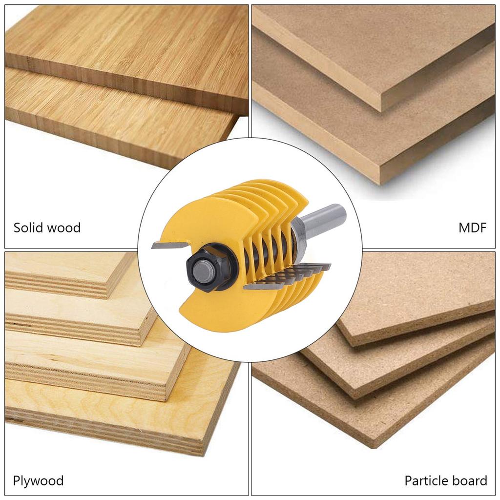 Finger Joint Router Bit Router Bit 8mm Shank 2 Teeth Adjustable 46mm Cutter Head Cutting Tool for Woodworking Router Bit Tool