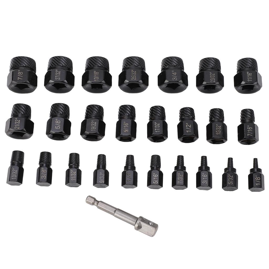 26Pcs Screw Extractor Set Multi Spline Guide Remover Tool for Rust Damaged Studs Bolts