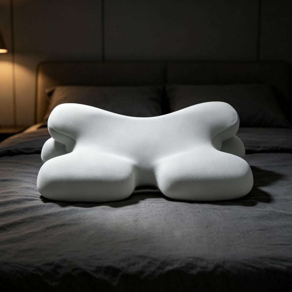 Cervical Support Pillow with Ice-Silk Cover Contoured for Bedroom, Back Sleepers