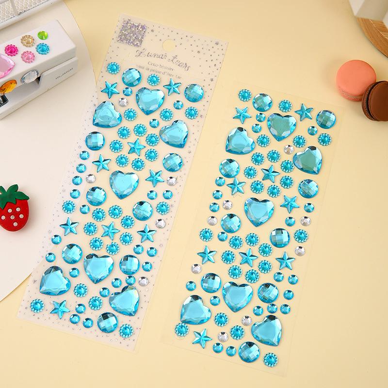 Love Heart Shaped Face Gem Sticker for Kids Diamond Acrylic Crystal Tattoo Stickers DIY Three-dimensional Rhinestone Decorations