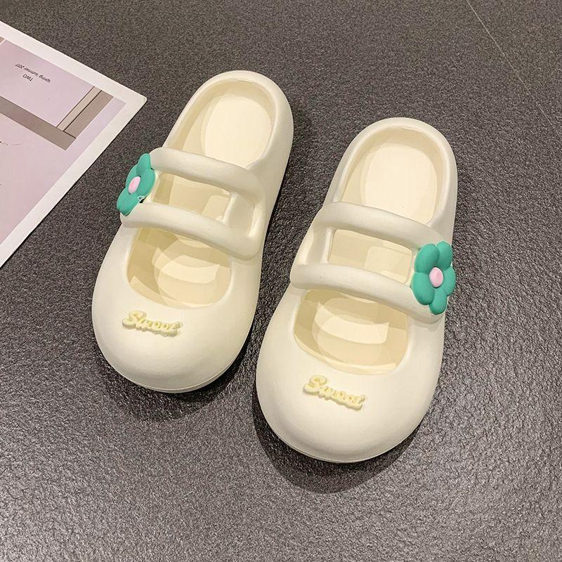 

Тапочки Baotou Half Slippers женские летние 2024 года, новые модные мягкие удобные универсальные нескользящие износостойкие повседневные сандалии 40-41 белый