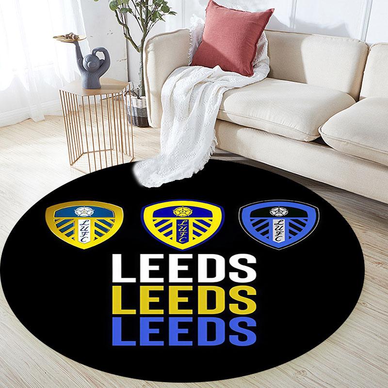 Leeds United Logo Pattern Round rug,Carpet Rug for Living Room Bedroom Playroom ,Non-slip Floor Mat,Holiday Gifts and Birthday Gifts.