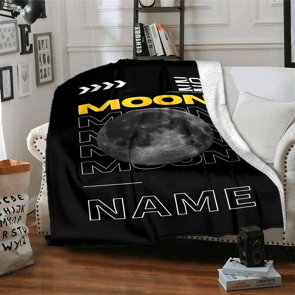 Moon Design Multipurpose Personalized Blanket Customize Text Soft Cozy Versatile For Sofa Couch Office Bed Picnics Four Seasons Universal Warmthful