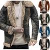 Winter Nieuwe Jas voor Heren met Geïntegreerde Furs Verdikte Imitatieleer Fleece Bedrukte Jas