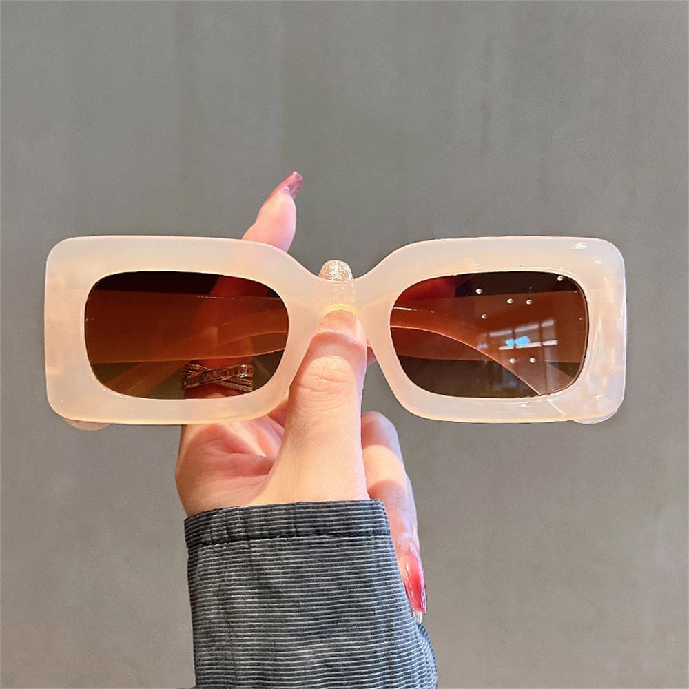 Jelly Color Sunglasses Trendy  Retro Sunglasses Rectangle Eyewear Modern Design UV400 Shades For Summer Fashion Outdoor