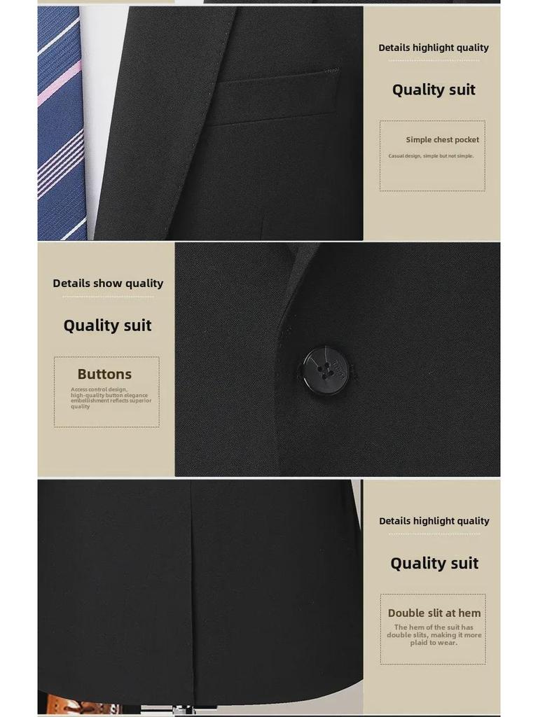 2024 Herren Schwarzer Formaler Anzug: High-End Zweiteiler Business-Outfit mit einem Knopf für Herren.