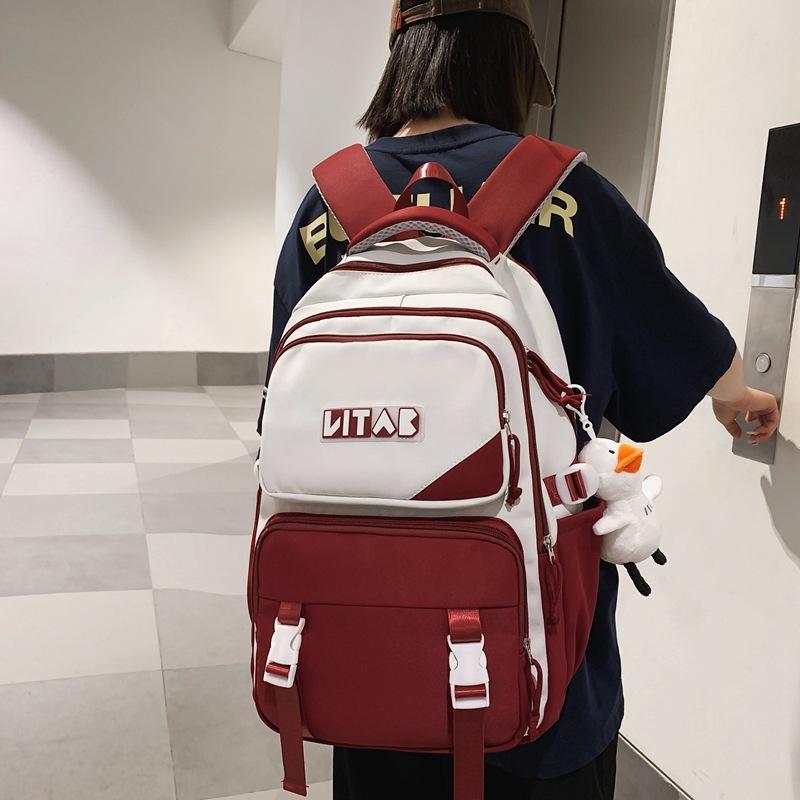 New junior high school schoolbag, college student college style casual simple backpack, fashion trend, middle school student backpack