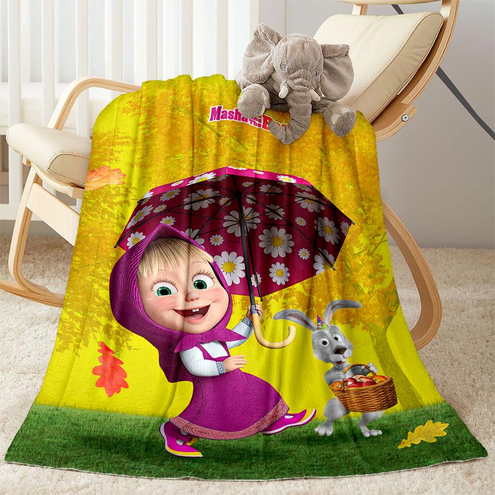 Masha Bear Blanket Durable Comfort Great for Office Chair Livingroom Bed for All Occasions Stylish Decor Gift for Travel Home Birthdays