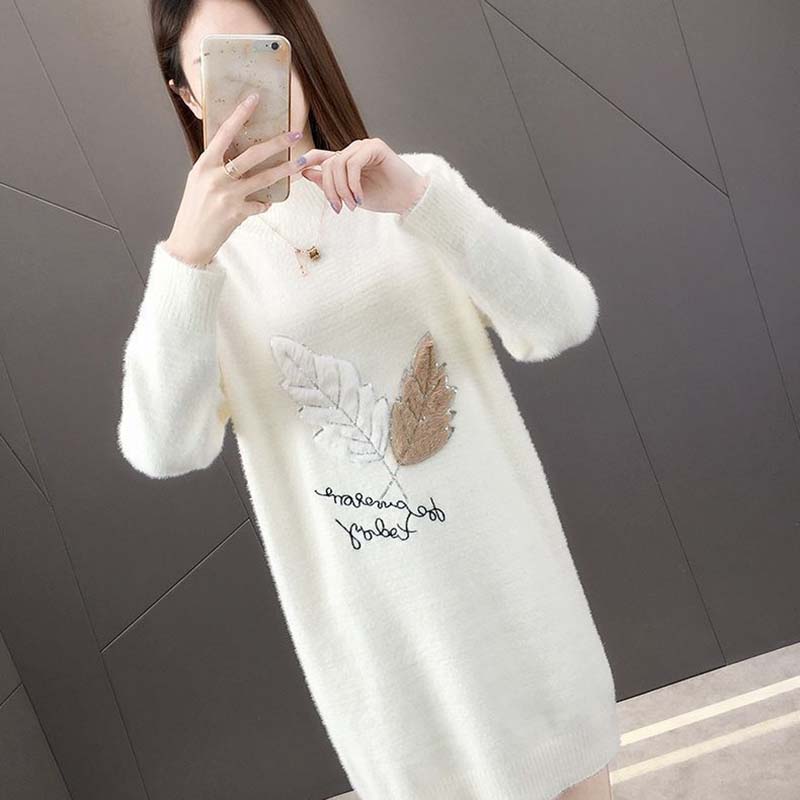 Pulover pentru Femei Toamnă Iarnă Îngroșat Cald Tricotat Elastic Mânecă Lungă Topuri