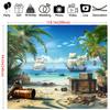 Pirate Party Backdrop - Ship and Sea Treasure Pattern for Birthday Party and Shower Decorations - S
