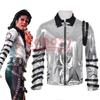 Herren Pop Punk Michael Jackson Silberner Reißverschlussmantel Cosplay Kostüm Erwachsener Halloween Maskenball Bühnenauftritt Outfit