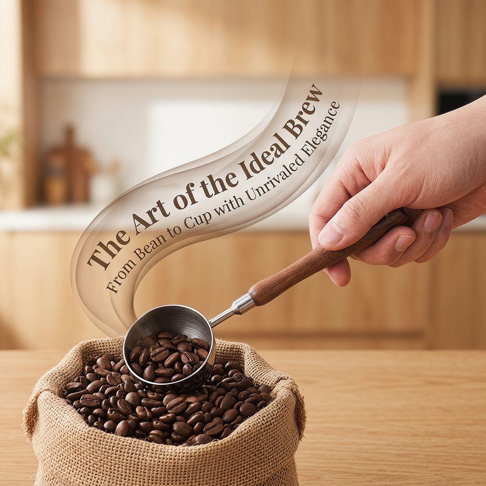 Wood Handle Coffee Measuring Spoon 30ML Coffee Sugar Scoop Kitchen Tools