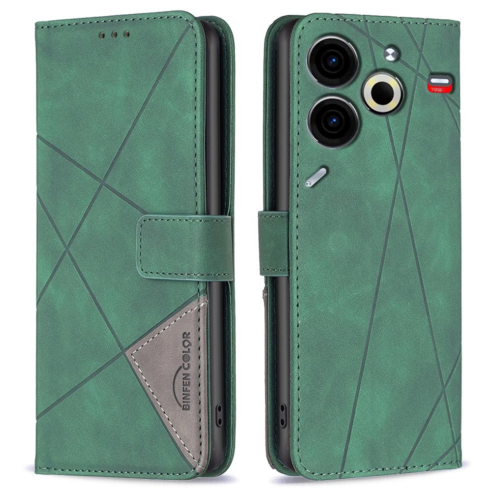 For TECNO Pova 6 Neo Phone Cases Wallet Stand Geometry Imprint Leather Cover