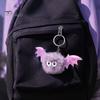 Metal Bat Bag Charm Halloween Plush Keychain, Cute Devil Furry Pendant for Silver Alloy Key Holder Keys, Vintage Ring, Spooky Party Accessory Animal