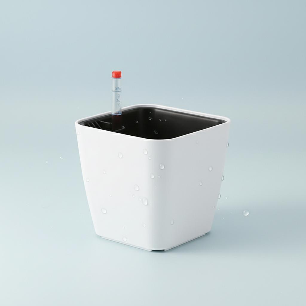 Mini Square Plastic Planter With Self Watering System For Succulents And Small Plants