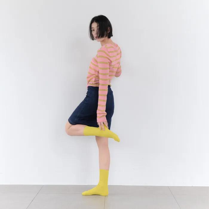 [IHM26SS40] Basic Mood Socks Lemon Green