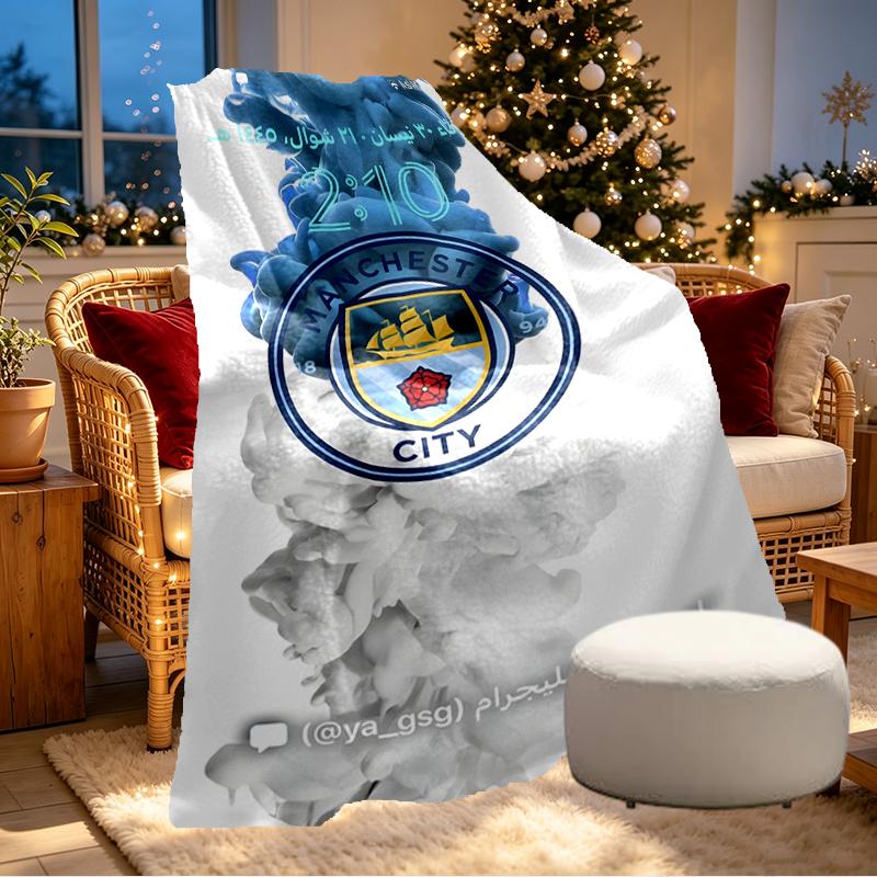 Manchester City FC Print Blanket - Soft & Comfortable, for Bedroom, Travel, Sofa, Home Decoration - Birthday Christmas Gift for Friend
