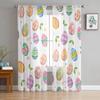 Happy Easter Curtains Bedroom Living Room Festival Decor Flower Bicycle Cartoon Rabbit Tulle Curtain Window Drapes Light Filtering Polyester Ideal For