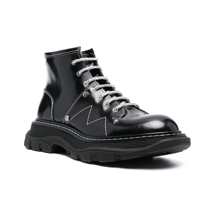 Alexander McQueen Tread Lace up Boots 'Black White' Women's 718366WIC6D1081