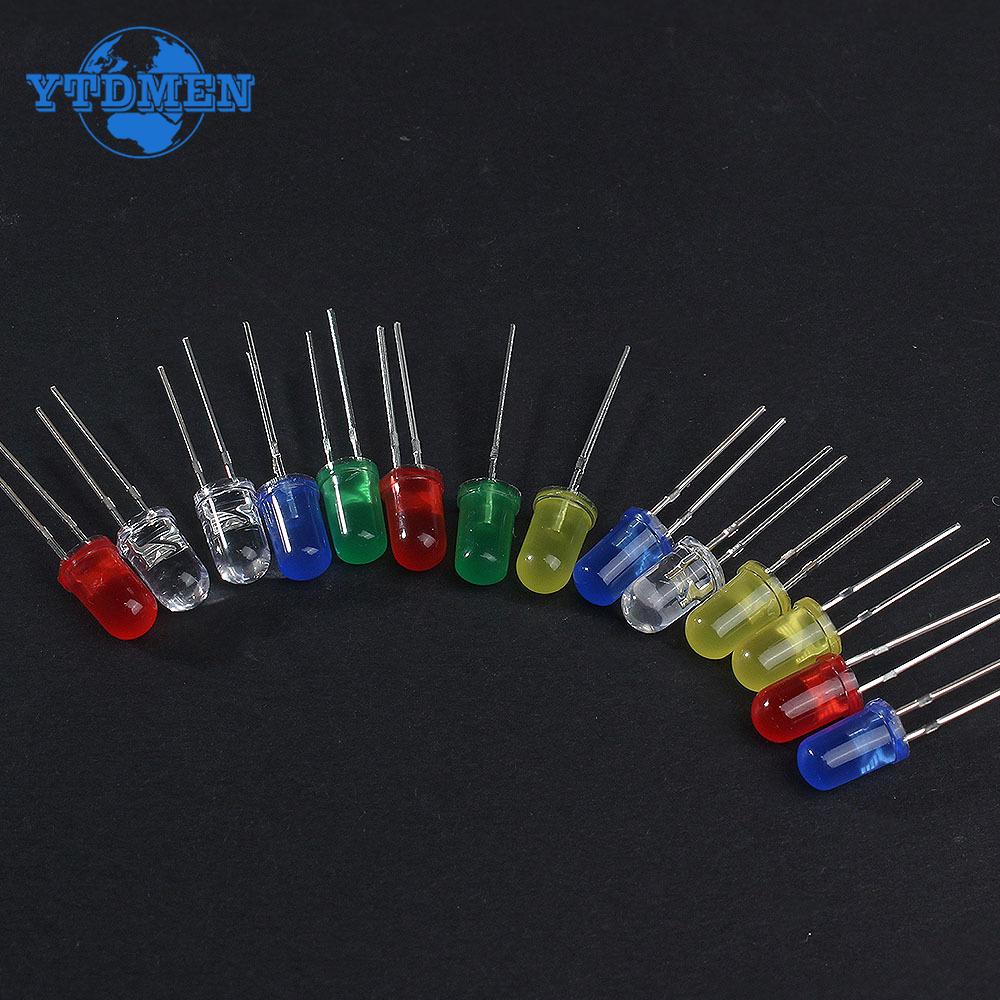 50/100pcs F5 5MM LED Diode Assorted Kit Ultra Bright LED Diodes White Red Blue Green Yellow DIY Light Emitting Diodes