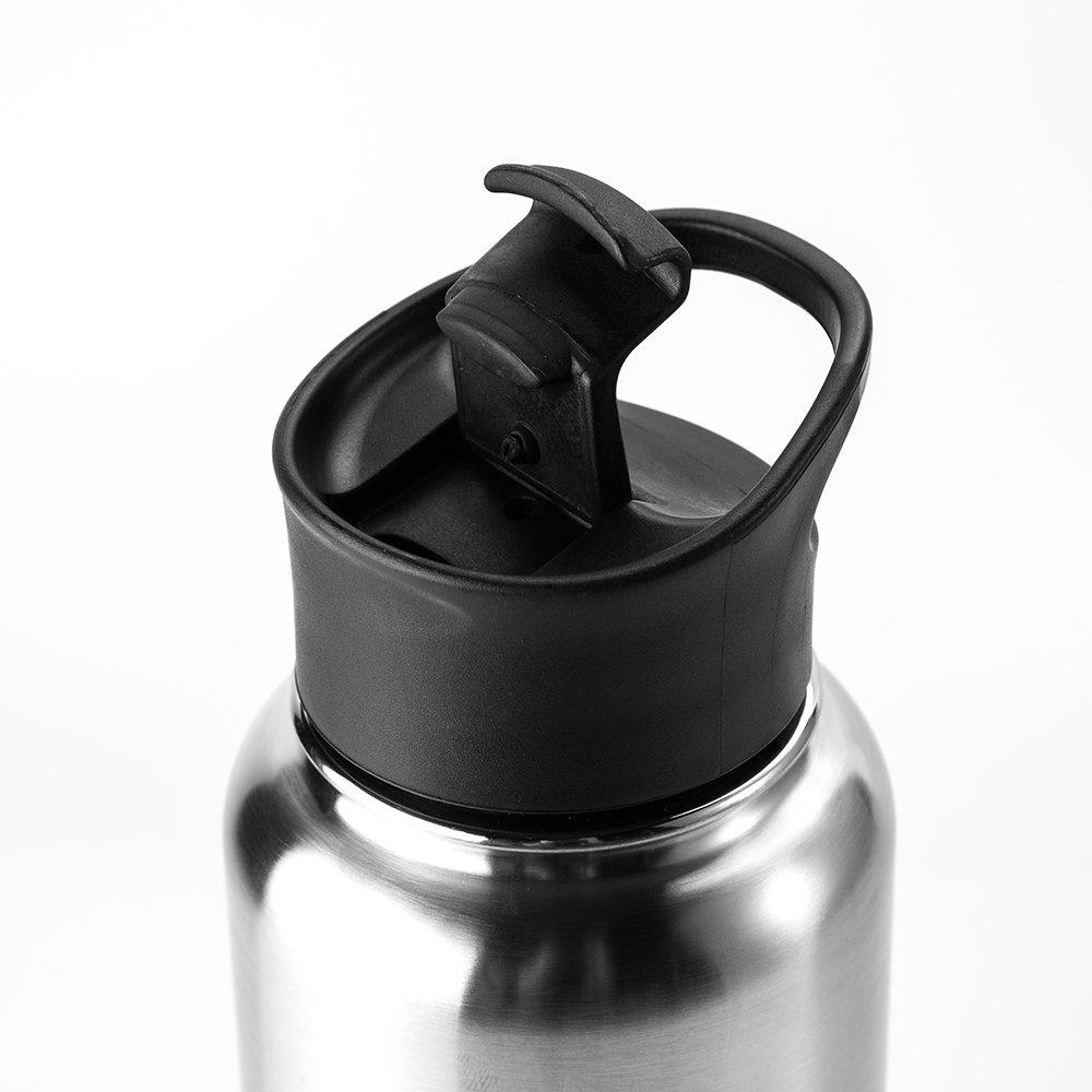 1000ml Stainless Steel Vacuum Insulated Water Bottle with Two Lids, Perfect for Travel, Outdoor Activities, and Sports, Silver