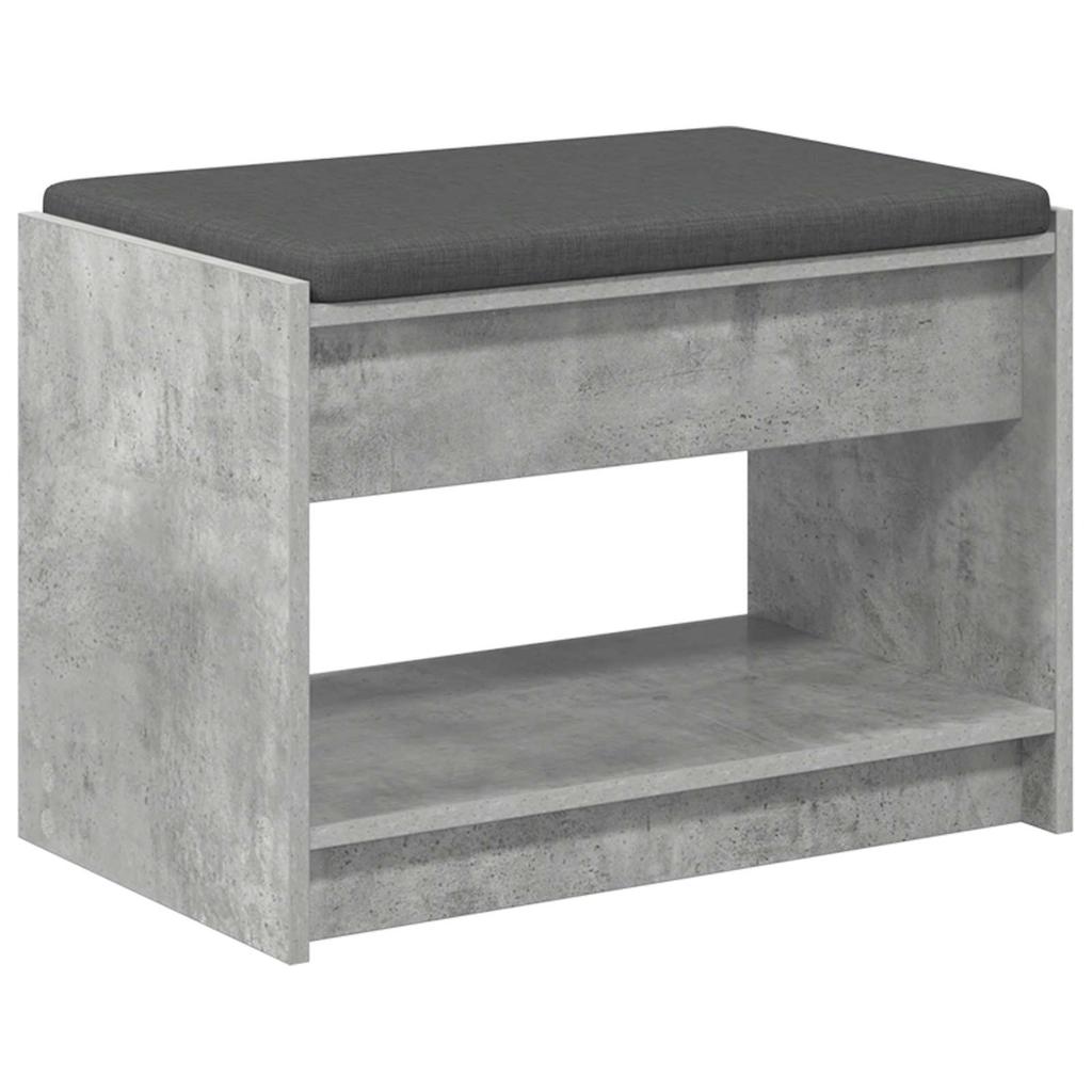 Hall Bench with Cushion and Shelf Concrete Grey 63 X 38 X 45 Cm