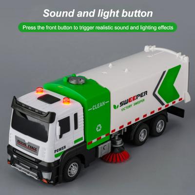 Yousheng Sanitär Müllwagen Spielzeug mit Licht & Musik 1:Maßstab 32 Realistisches Straßenkehrmaschinen-Modellornament Keine Batterie erforderlich Trägheits-Vorwärtszug