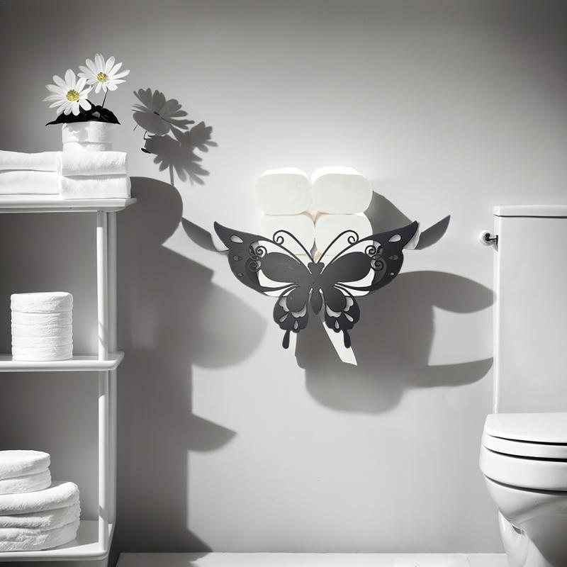 Metal Toilet Paper Holder Hollow Butterfly Holder Stand Cute Space-Saving Tissue Holder Multipurpose Toilet Paper Holder Stand