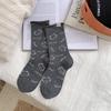 Trendy Socks with English Letters, Cartoon Cuteness, Cats, Fabric Labels, Mid-calf Socks, College Style, and Long Socks
