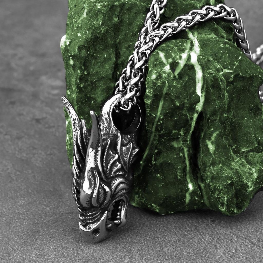 Скандинавское ожерелье с головой дракона викингов, мужское винтажное хип-хоп байкерское ожерелье из нержавеющей стали, амулет, ювелирные изделия, подарок, оптовая продажа