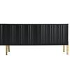 Black TV Cabinet, 190 cm(L) X 38 cm(W) X 48 cm(H), Golden Table Legs