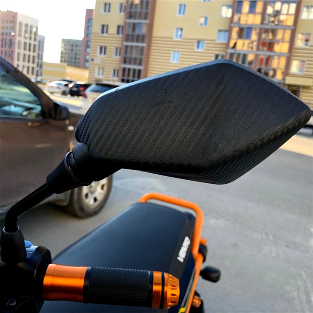 1 Pair Universual Carbon Fiber Motorcycle Mirror Scooter E-Bike Rearview Mirrors Electrombile Back Side Convex Mirror 8mm 10mm