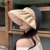 Folded big-brimmed empty top hat, high-end face-showing small shell hat, summer outdoor foldable sunscreen sun hat children