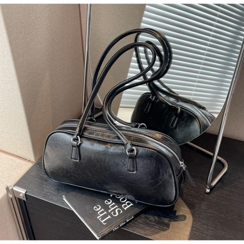 Bag women's new trendy fashion bowling portable women's bag versatile silver shoulder underarm bag