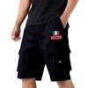 Men's Lightweight Breathable Casual Sports Shorts with National Flag Print Elastic Waistband and Multiple Pockets for Outdoor Activities