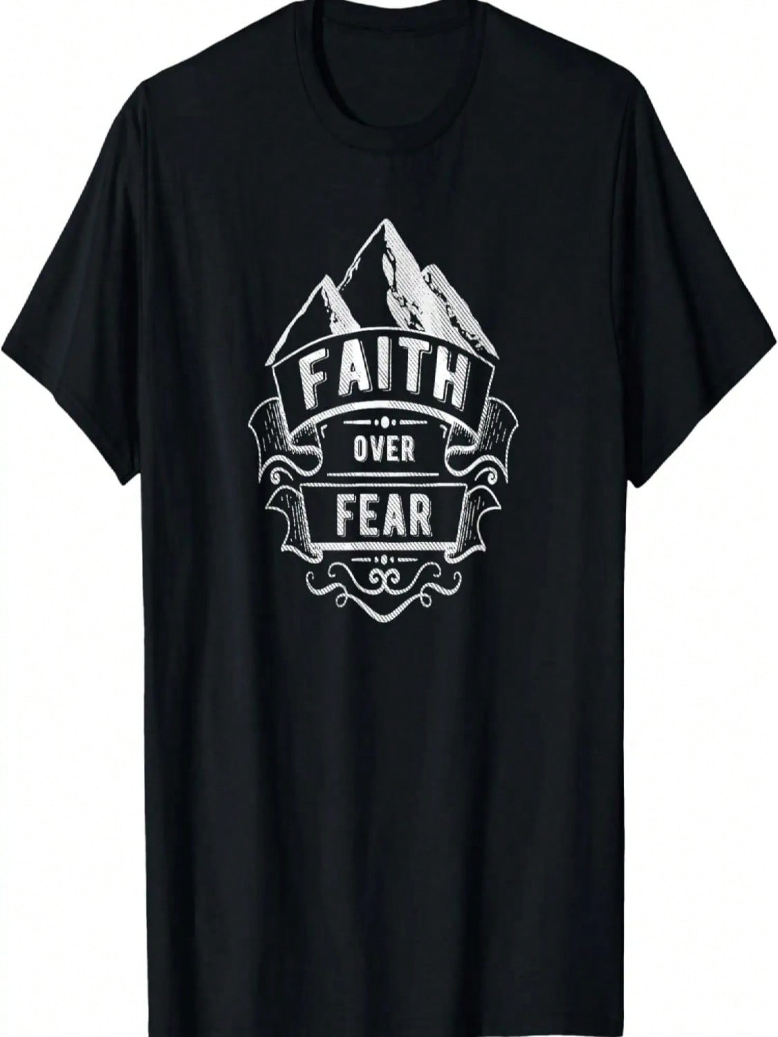 Faith Mountains Faith Over Fear Spiritual T-Shirt S