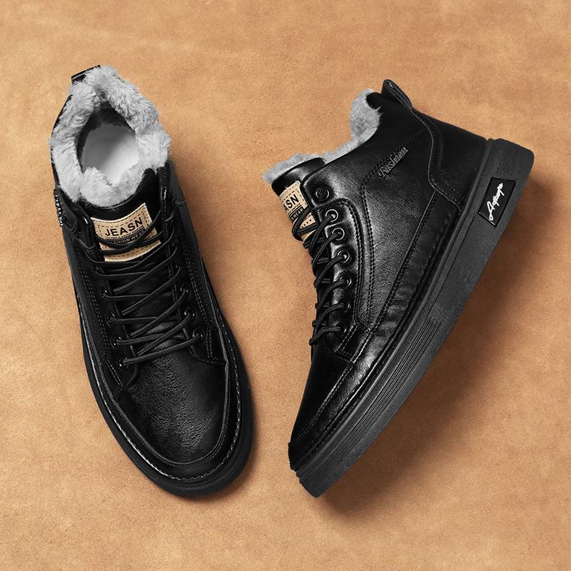 2026 New Fashion Winter Plush Casual Shoes Men's High Top Boots Windproof and Warm with Fleece Men's High-quality Ankle Boots