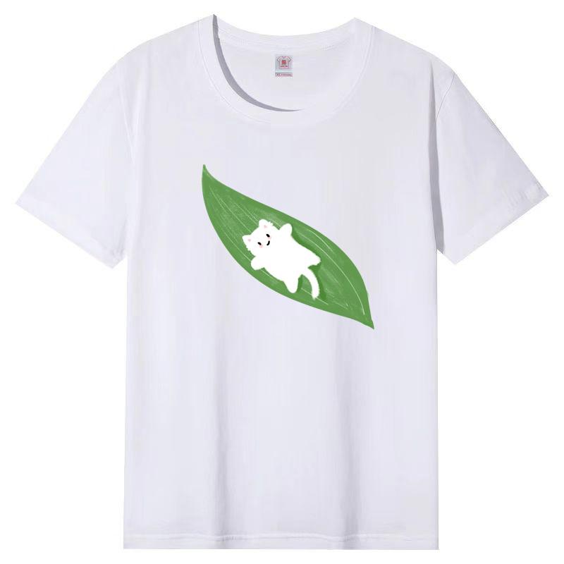 Damen Sommer Beliebtes Kurzarm-T-Shirt Baumwolle Atmungsaktiv Lockeres Oberteil Bedrucktes T-Shirt Lässig