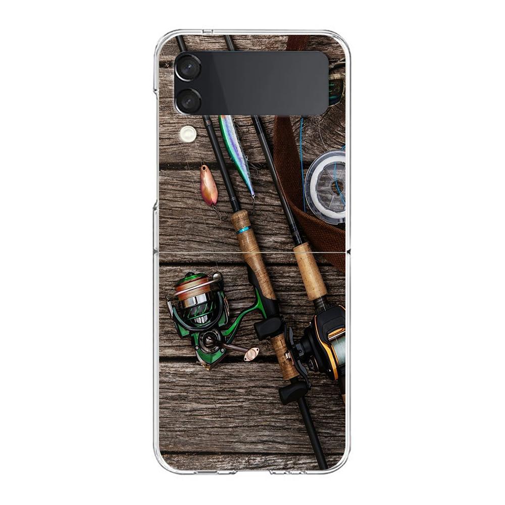 Carp Fishing Fish Phone Case For Samsung Galaxy Z Flip 3 4 5 Hard Folding Clear PC Bumper For Samsung Z Flip 6 Back Cover